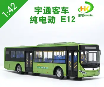 1:42 Оригинальный автобус Yutong Модель автобуса из сплава Yutong Pure Electric Bus E12, коллекция игрушек и подарков, аксессуары