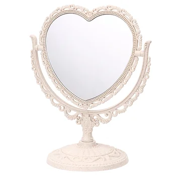 1 шт. Настольное зеркало для макияжа, туалетное зеркало, двустороннее зеркало, настольное зеркало в форме сердца для домашней спальни