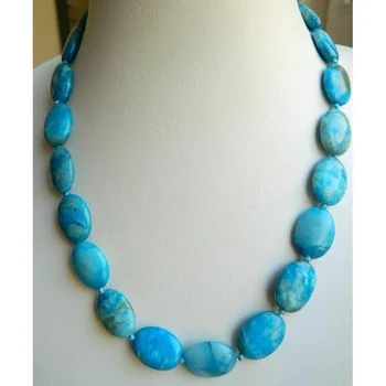13x18 мм Голубое безумное кружево Агат Овальное ожерелье из драгоценных камней 16-25