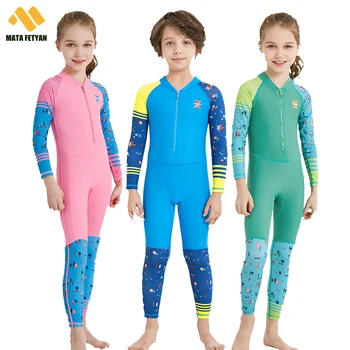 2023 Новый детский мультяшный водолазный костюм, цельный солнцезащитный купальник с длинным рукавом, пляжный быстросохнущий костюм для серфинга, купальники