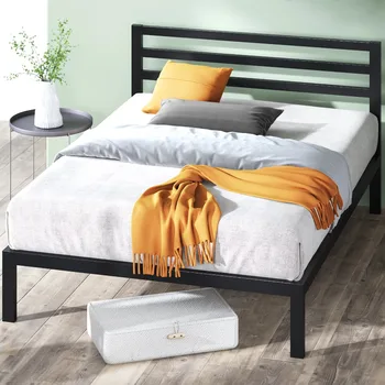 38-дюймовый металлический каркас кровати-платформы с изголовьем, полностью укомплектованный