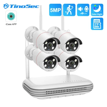 5-Мегапиксельная система WIFI камеры безопасности TinoSec Двухстороннее Аудио Защита дома Беспроводная IP-камера NVR Комплект камеры видеонаблюдения