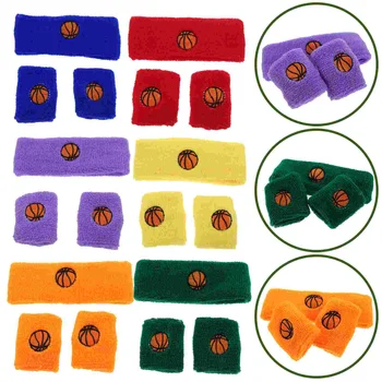 6 Комплектов головных повязок 80-х годов, женские теннисные спортивные повязки на запястья, спортивные повязки для бега, шесть цветов