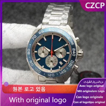 CZCP Мужские водонепроницаемые кварцевые часы из нержавеющей стали 904L 43 мм -бирка
