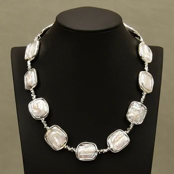 G-G Натуральный белый квадратный пресноводный жемчуг Кеши, белое позолоченное колье-чокер, классическое жемчужное ожерелье для повседневной свадебной одежды