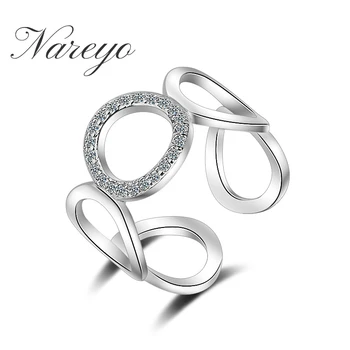 Nareyo, Серебро 925 пробы, Универсальный бриллиантовый набор, Открытое кольцо с цирконом, Женское модное кольцо на указательный палец