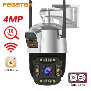 PEGATAH 4MP WIFI PTZ-Камера 4 + 8 мм С Двойным Объективом и 3-кратным Зумом Наружная IP-Камера AI Для Отслеживания Человека CCTV Камеры Видеонаблюдения