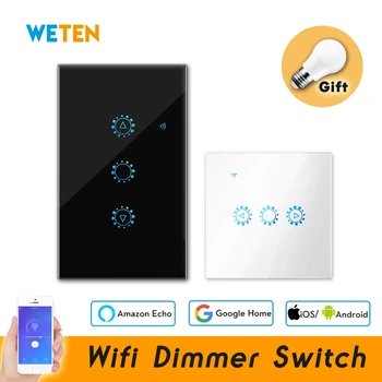 Wifi Диммер Smart Light Сенсорный Настенный выключатель 220V 110V Приложение eWeLink Работает с Alexa Google Home EU US Black Gold Wifi Диммер