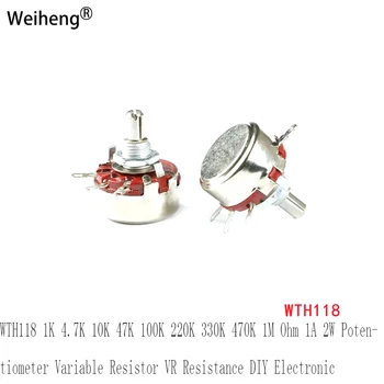 WTH118 WTH118-1A 2W 1A Сопротивление резистора потенциометра с Круглым вращающимся валом 1K 4,7K 10K 47K 100K 220k 330K 470K 1 М ом