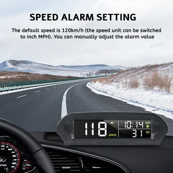 X98 Солнечный Цифровой Автомобильный HUD GPS Головной Дисплей Автоматический Спидометр Превышение Скорости Напоминание Об Усталости При Вождении Автомобильные Часы Отображение Температуры