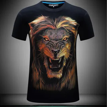 Zomer Katoen 3D Gedrukt Mannen T-shirt O-hals Korte Mouwen Animal Lion Tijger Hond Wolf Draak T-shirt Voor mannen En Vrouwen