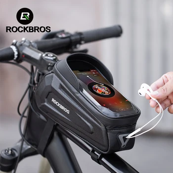 Велосипедная сумка ROCKBROS с жестким корпусом Водонепроницаемые сумки для велосипедного снаряжения с сенсорным экраном Верхняя передняя трубчатая рама Аксессуары для шоссейных велосипедов MTB