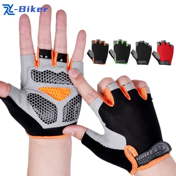 Велосипедные перчатки без пальцев, мужские, женские, противоскользящие, защищающие от пота, дышащие перчатки для тренировок, фитнеса, спортзала, велосипедные, мотоциклетные, спортивные перчатки