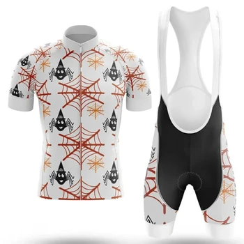 Велосипедный комплект велосипедной команды на Хэллоуин, шорты-нагрудник, велосипедная майка, велосипедная рубашка, одежда с коротким рукавом, Велосипедный спуск, горный костюм MTB,