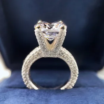 Весенний Qiaoer Стерлингового серебра 925 пробы 1 мм Круглые кольца с высокоуглеродистыми бриллиантами для женщин Сверкающие ювелирные украшения для свадебной вечеринки