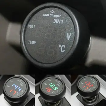 Вольтметр Цифровое зарядное устройство Монитор напряжения и температуры аккумулятора для автомобиля 12 В 24 В