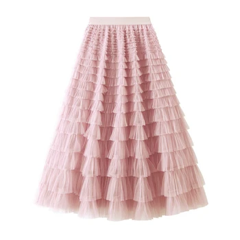 Высококачественная элегантная женская одежда, женская газовая плиссированная юбка, весна-лето, красивое платье для торта в девичьем стиле