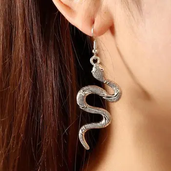 Гипербола, серьги-подвески в виде большой змеи для женщин, Индивидуальное животное, Ретро, Серебристый цвет, геометрические украшения для ушей, подарок девушке