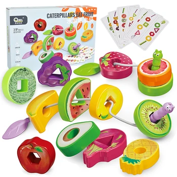 Детские игрушки Монтессори в форме фруктов, геометрические когнитивно-сенсорные игры на подбор, мелкая моторика, материал для ухода