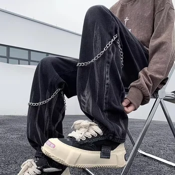 Джинсы с улучшенным градиентным рисунком для мужских брюк в стиле хип-хоп Design Sense, широкие брюки от американской сети High Street Chain
