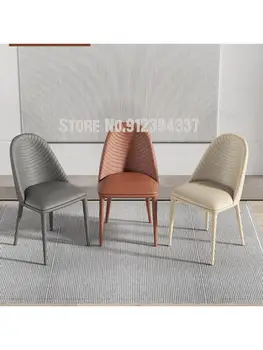Дизайнерский Легкий Роскошный обеденный стул высокого класса, современный простой домашний Скандинавский Чистый Красный Итальянский ресторан, стул с мягкой кожаной спинкой