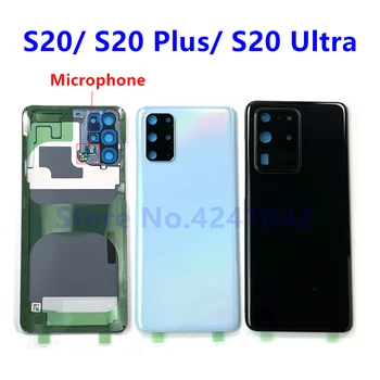 Для SAMSUNG Galaxy S20 Plus S20 Ultra G980 G981 G985 G986 G988 Задняя Крышка Микрофонного Модуля Крышка Батарейного Отсека Задняя Стеклянная Крышка Корпуса