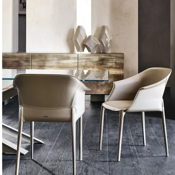 Домашнее кожаное седло современный минимализм Скандинавский свет роскошное кресло минималистичный дизайнерский стул для кабинета