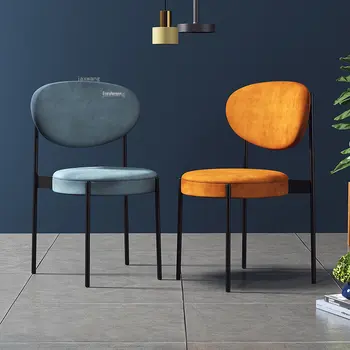Домашний обеденный стул с простой спинкой для кухонной мебели Nordic Light, обеденные стулья из роскошной ткани, современное кресло для отдыха в спальне