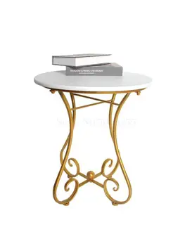 Европейский кованый чугунный маленький круглый столик сбоку от дивана, современный минималистичный балкон для отдыха, кофейный мини-журнальный столик