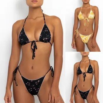Женский сексуальный комплект бикини с контрастным градиентным разрезом и высокой грудью, купальник, бюстгальтер для плавания на косточках