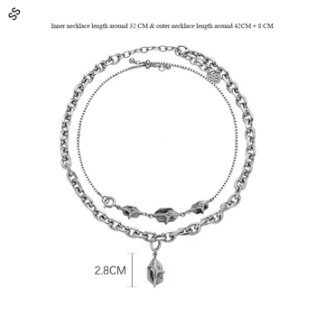 Женское/мужское ожерелье с двухслойной металлической цепочкой в стиле хип-хоп, простой и модный дизайн
