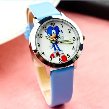Игровой персонаж Ежик, высококачественные модные подарочные часы с мультяшным Соником для мальчиков и девочек, простые студенческие детские часы в подарок