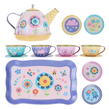 Игрушки для послеобеденного чая, набор для ролевых игр в саду, металлический чайник, секретные блюда для девочек
