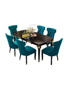 Индивидуальный американский легкий Роскошный обеденный стул, современный простой повседневный синий бархатный стул с пряжкой, кафе-отель в европейском стиле