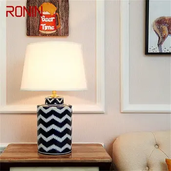 Керамические настольные лампы RONIN, Диммер для настольного освещения, медь, роскошная ткань для дома, Гостиная, столовая, Спальня, офис