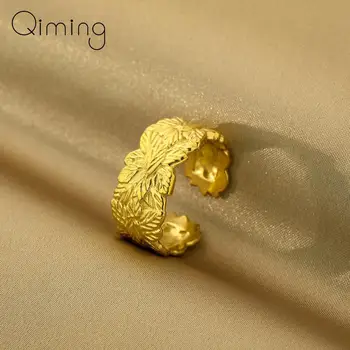 Кольца с цветами из нержавеющей стали для женщин GoldenJewelry Изящная лента Регулируемое кольцо Подарок Подружке Невесты