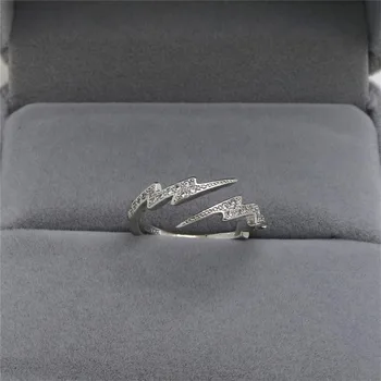Креативное Серебряное кольцо с циркониевой молнией, открытое кольцо для женщин, модные украшения, Регулируемые на палец Кольца
