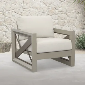 Кресло со скошенными панелями для патио на открытом воздухе - современный геометрический узор, устойчивый к ржавчине