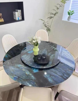 Круглый стол из суперкристаллического мрамора, легкий, экстравагантный, современный, простой, из натурального роскошного камня, бытовой поворотный стол из микрокристалла