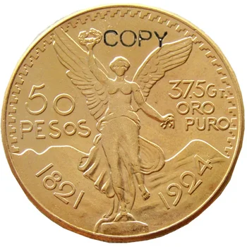 Мексика 1924 Позолоченная Копировальная Монета номиналом 50 Песо с Золотым покрытием