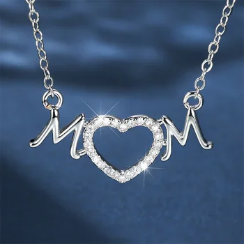 Милое женское ожерелье с подвеской в виде сердечка Серебристого цвета с белым цирконом, Геометрическое Свадебное ожерелье