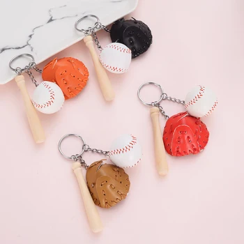 Мини Бейсбольная перчатка из трех частей, деревянный брелок для ключей от автомобиля, подарок для женщин, подарок для мужчин