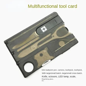 Многофункциональная карточка-нож, карточка ультратонкого небольшого инструмента, карточка портативного ножа для кемпинга со светодиодной подсветкой