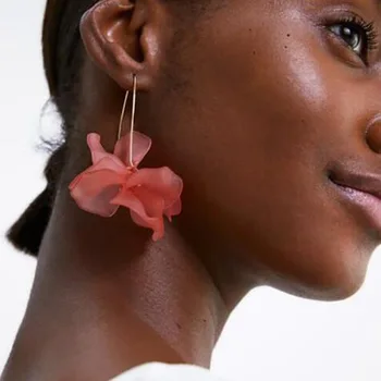 Модные простые креативные серьги-кольца для женщин с тканевым цветочным дизайном, Изысканный Винтажный круглый хрустальный обруч, подарок для женщин