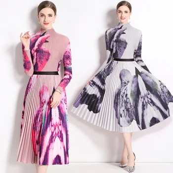 Модный топ с принтом в западном стиле и складками + облегающая юбка, комплект из двух предметов, осень 2023, Новая популярная женская одежда