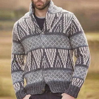Мужской свитер-кардиган, осенне-зимний новый городской молодежный модный повседневный свитер большого размера с принтом