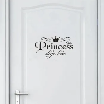 Наклейка с надписью принцессы на стену, Съемная самоклеящаяся дверь спальни, Декоративные наклейки, обои для детской комнаты для девочек, Наклейки на стену