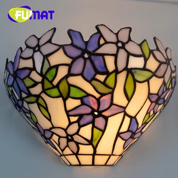 Настенный светильник из витражного стекла FUMAT Tiffany, европейский винтажный электрический светильник, украшение балкона, гостиной, прикроватной тумбочки, коридора, настенный светильник