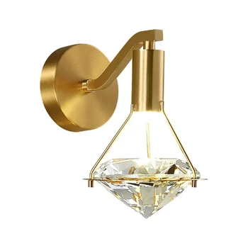 Новая роскошная светодиодная золотая настенная лампа для ТВ-фона, прикроватная тумбочка в отеле, лестничный проход, хрустальный абажур, Декоративные светильники