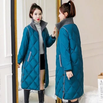 Новинка зимы 2023, Пуховая куртка с хлопковой подкладкой, женское длинное тонкое толстое теплое пальто, Повседневная Простая и удобная верхняя одежда